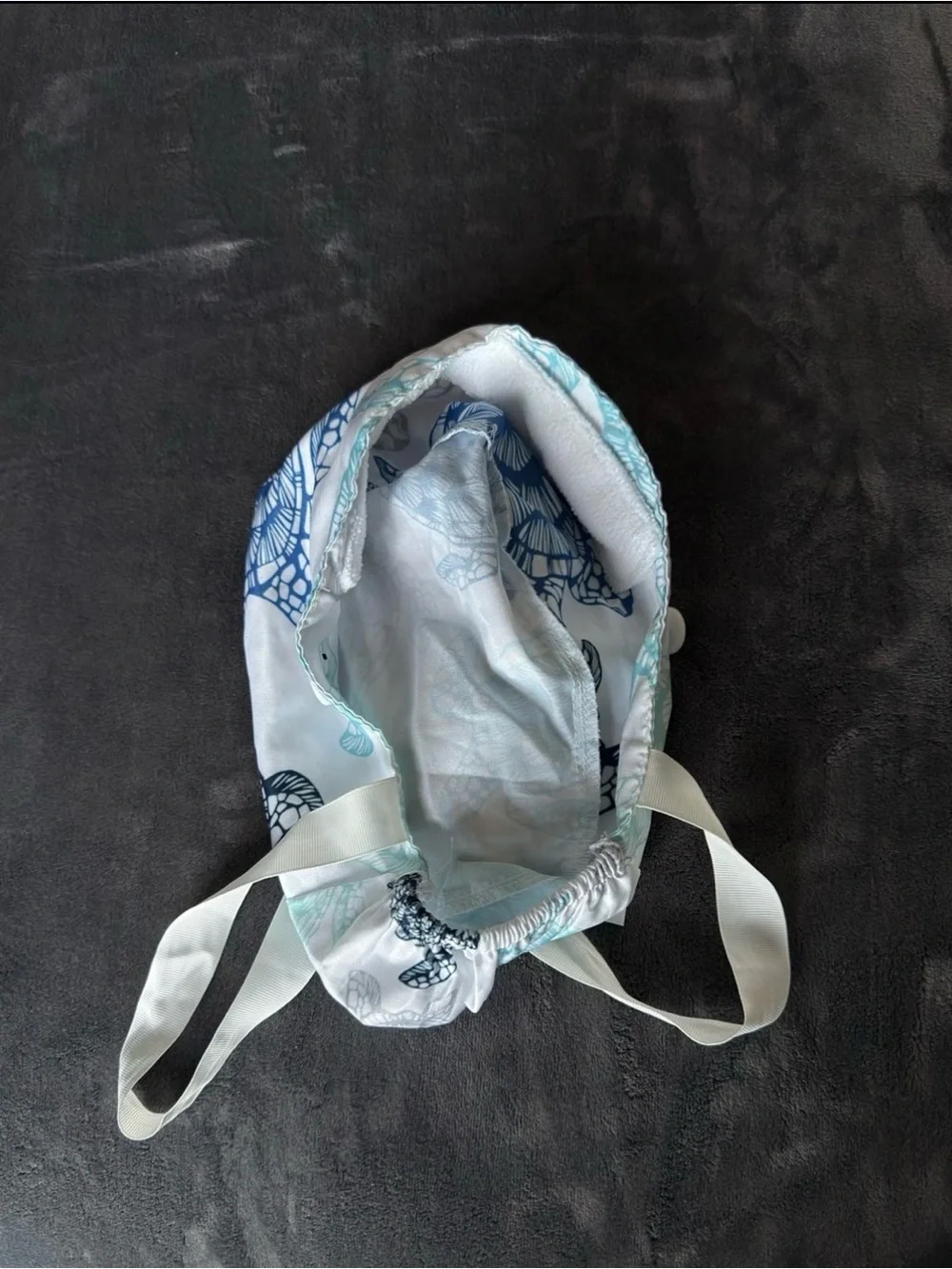 Kids Turtle Print Blue & White Bandana Bib with Ties
